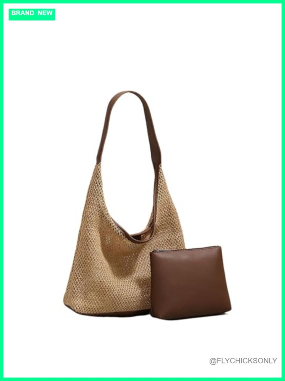 Straw Woven Shoulder Bag Boho Summer Beach Raffia Tote